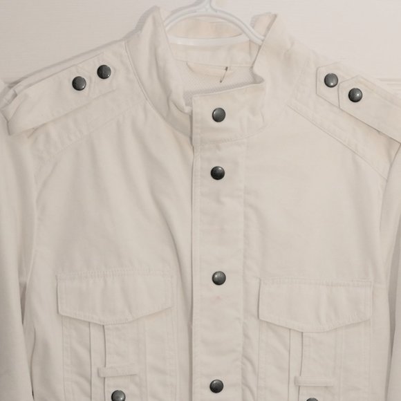 Sasch Denim Division Women's Military Utility Snap Button Jacket White Size L-XL - Picture 5 of 6